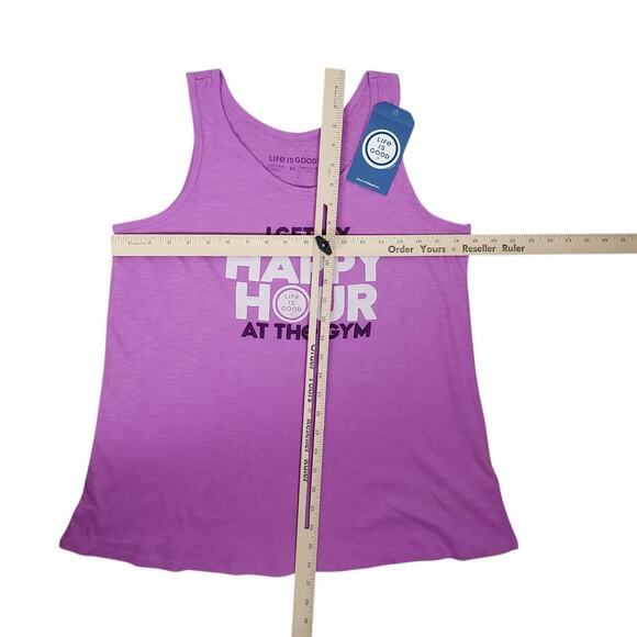 NEW LIFE IS GOOD Happy Hour At The Gym Breezy Tank Top Womens M Workout Tee - Picture 9 of 11